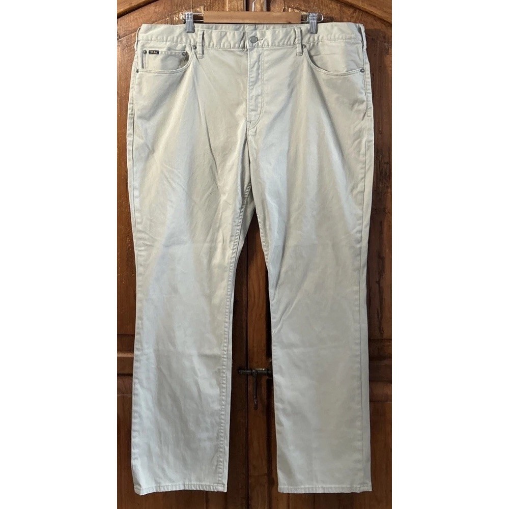 Mens Polo Ralph Lauren 5 Pocket Chinos Stretch Sz 42 Flat Front EC